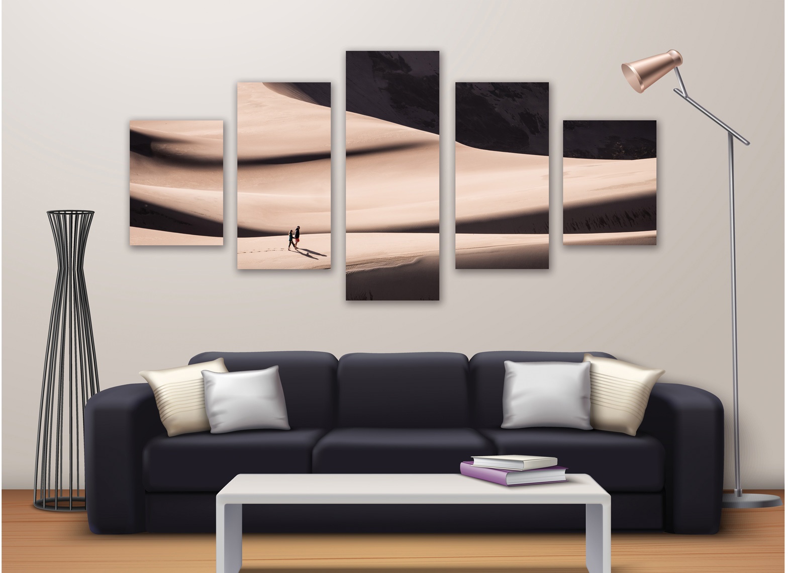 Tableau photo 5 parties imprimé sur toile