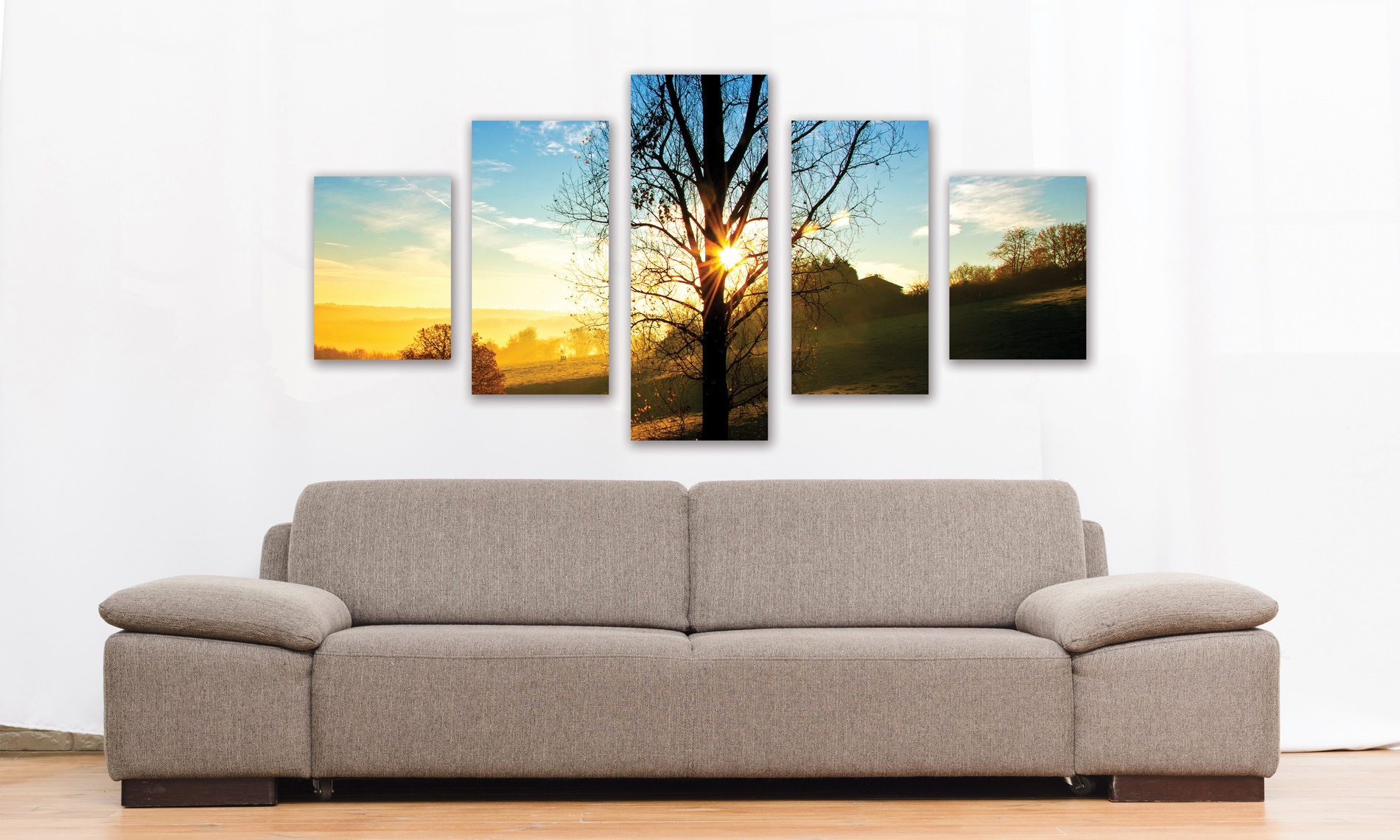 Tableau photo 5 parties paysage