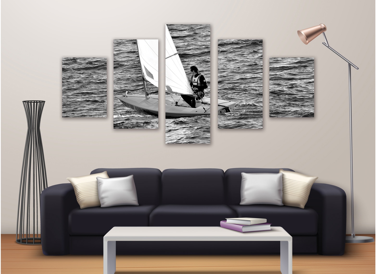 Tableau photo 5 parties paysage