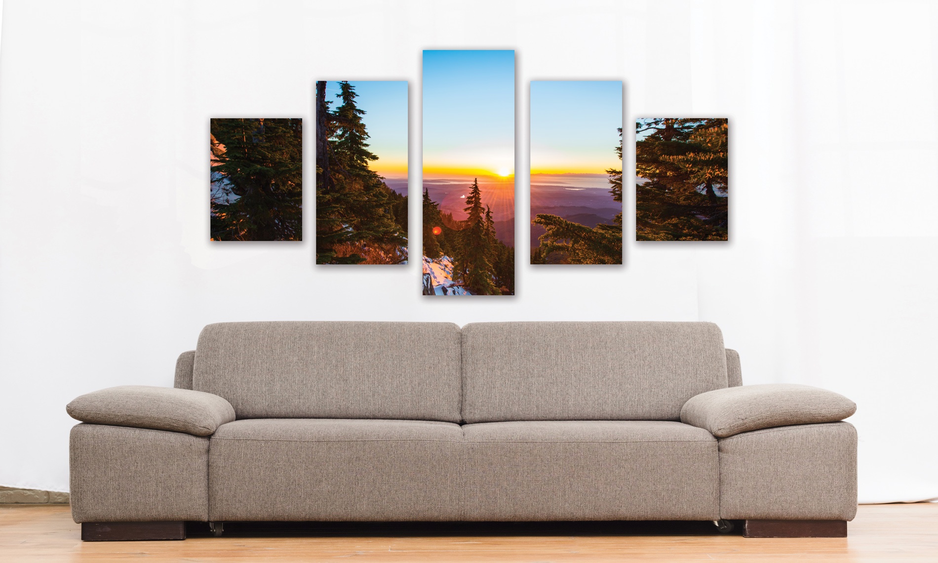 Tableau photo 5 parties paysage
