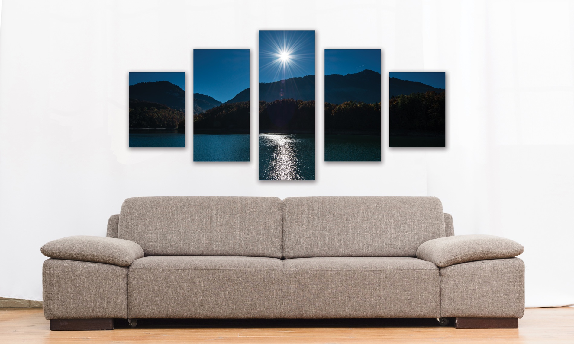 Tableau photo 5 parties Pleine lune