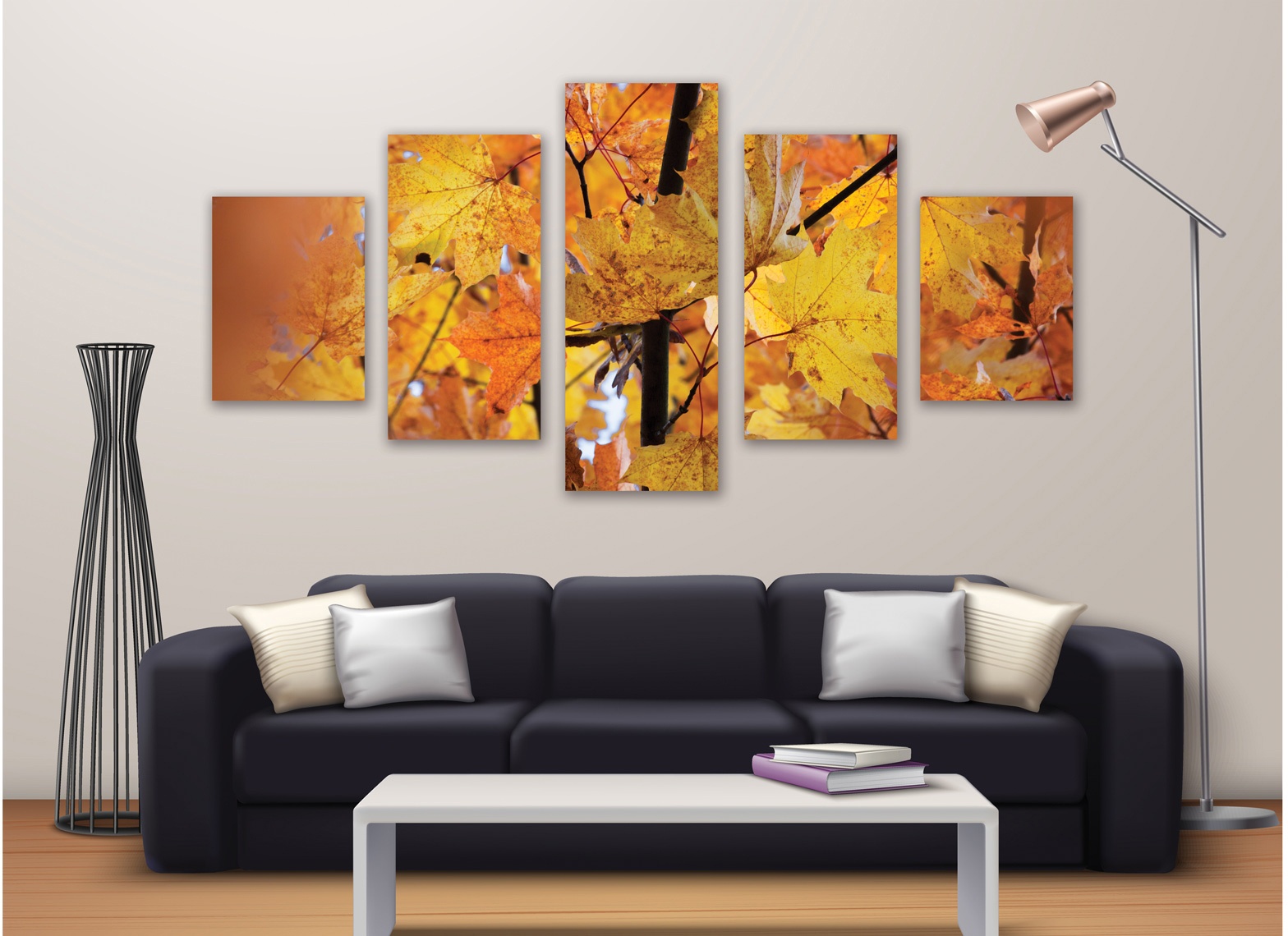 Tableau photo 5 parties automne