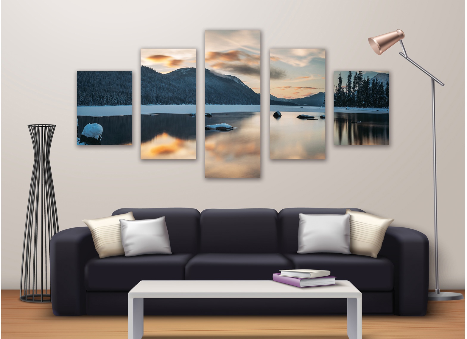 Tableau photo 5 parties Paysage montagne