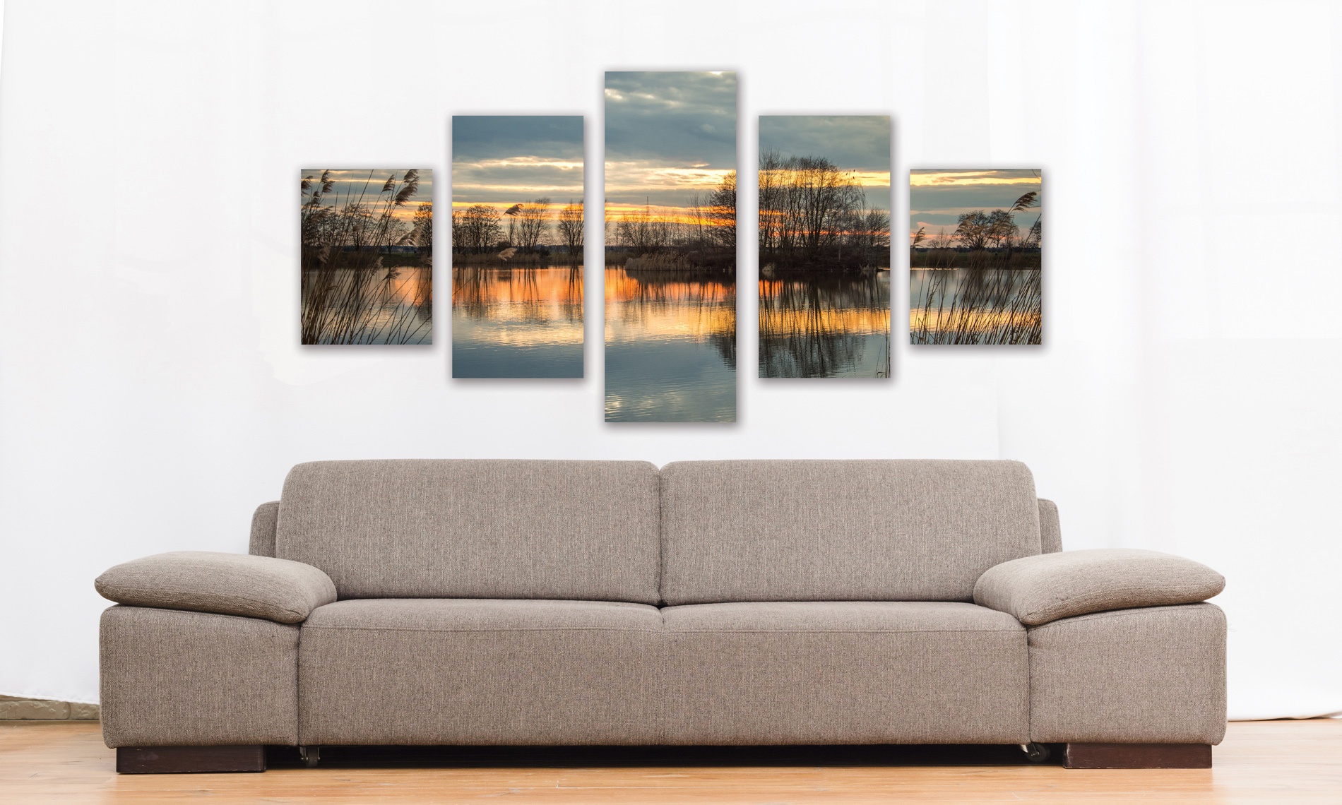 Tableau photo 5 parties Paysage lac