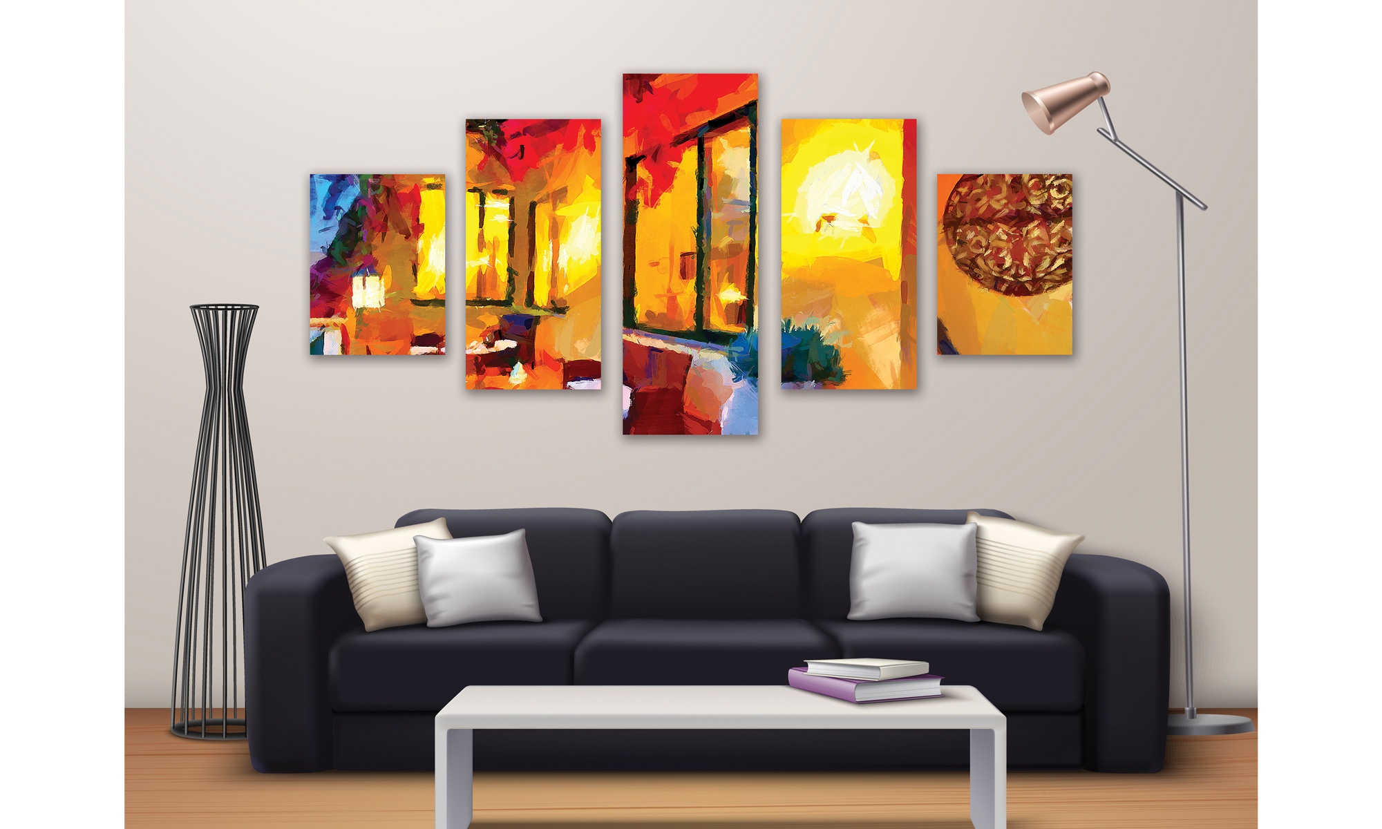Tableau abstrait 5 parties