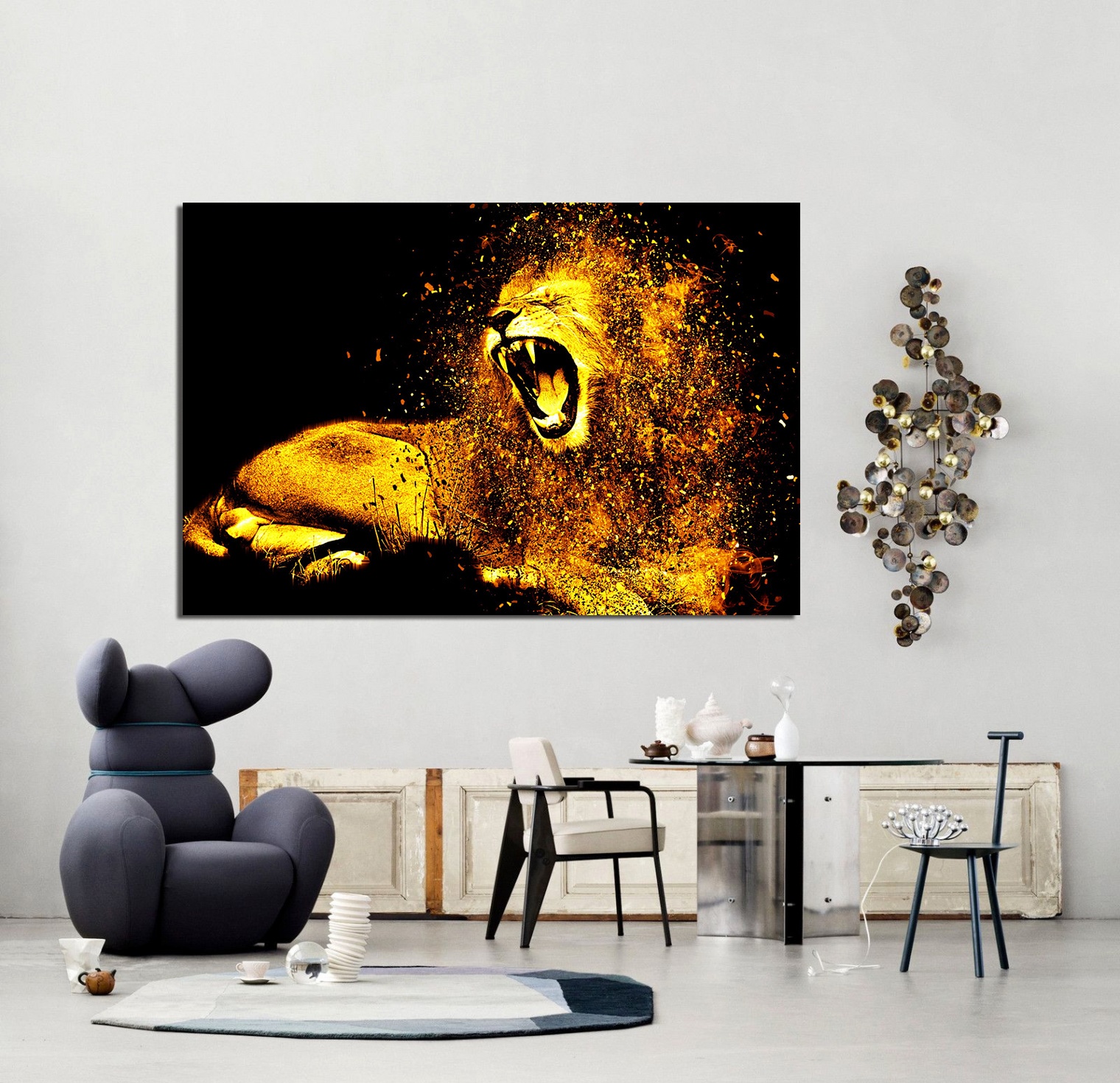 Tableau d'art abstrait Gold Lion