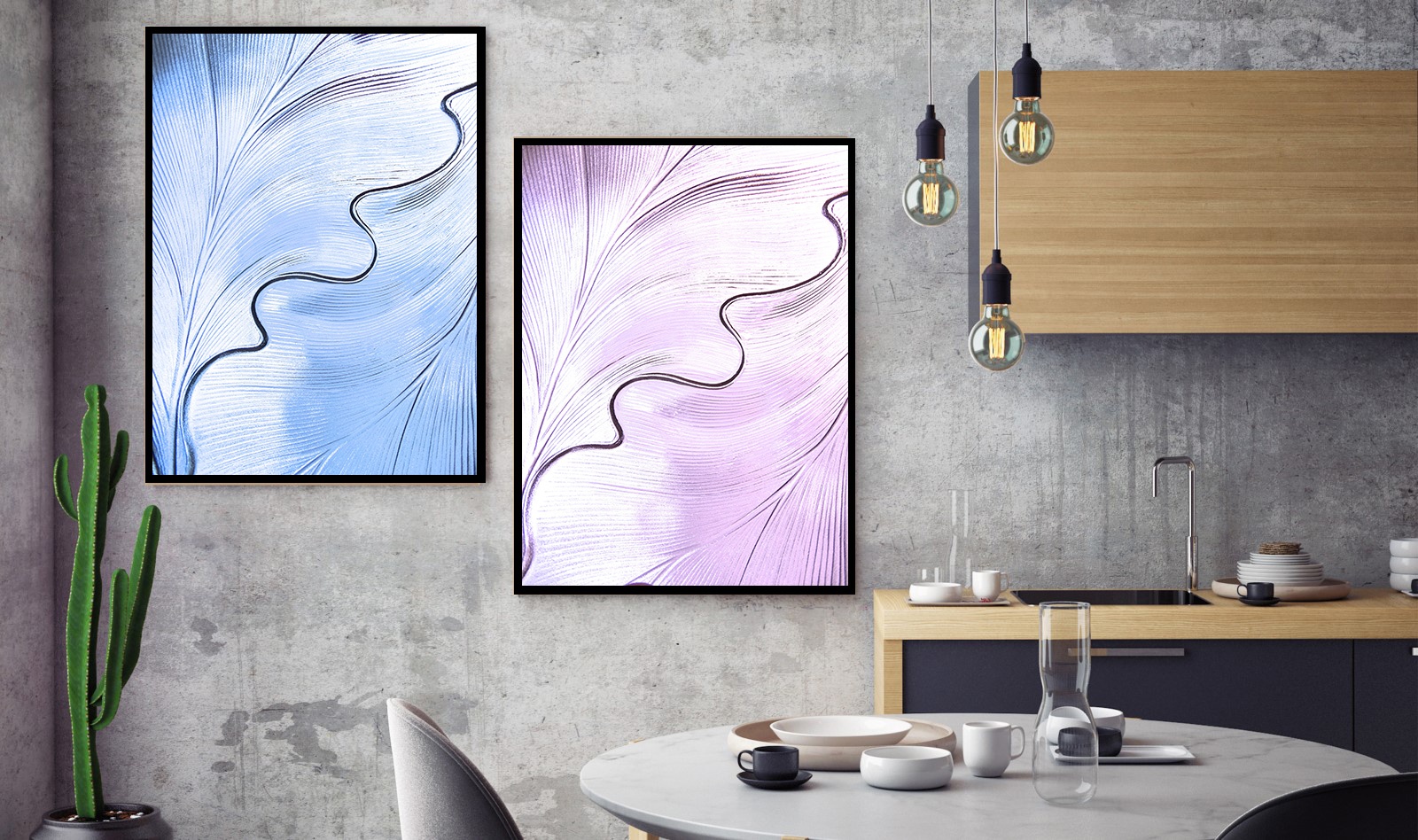 Pack 2 Tableaux d'art Lines
