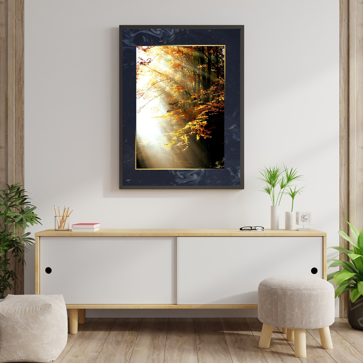 Tableau d'art Lumière et Or - Paysage - Bois MDF - 90x60 cm