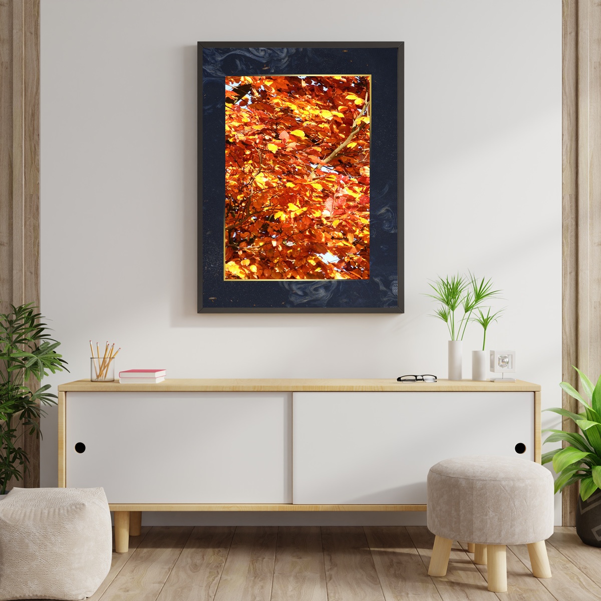 Tableau d'art Orange et Or