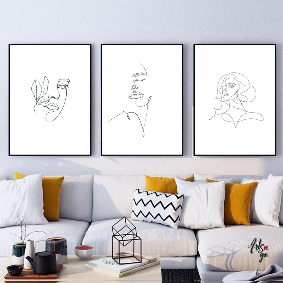 Pack 3 Tableaux Line Art