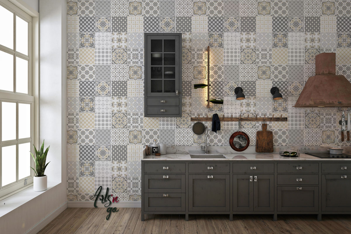 Carreaux de ciment autocollant